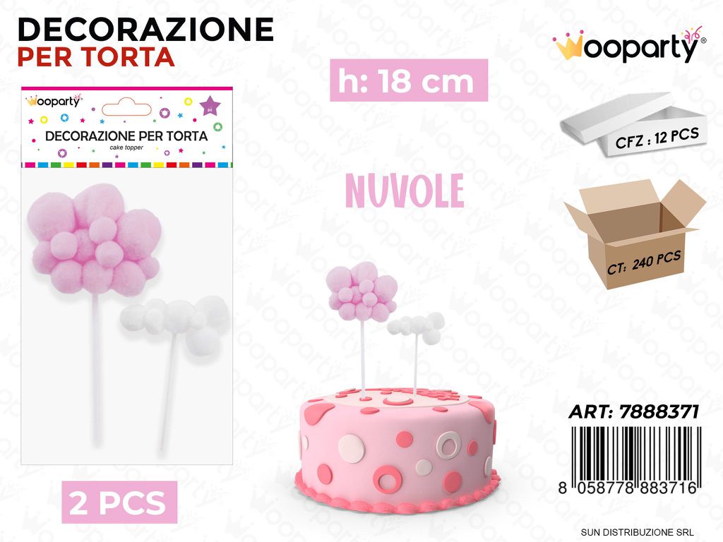 DEC. PER TORTA NUVOLE ROSA 2PCS 18CM /PZ DA 12**