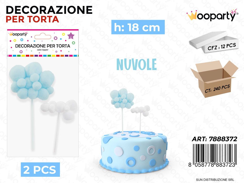 DEC. PER TORTA NUVOLE CELESTE 2PCS 18CM /PZ DA 12**