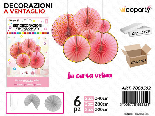 SET DEC. VENTAGLIO ROSA*ORO 6PCS MIS. ASS. /PZ DA 12**