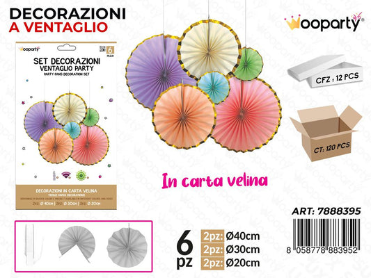 SET DEC. VENTAGLIO MULTICOLOR 6PCS MIS. ASS. /PZ DA 12**