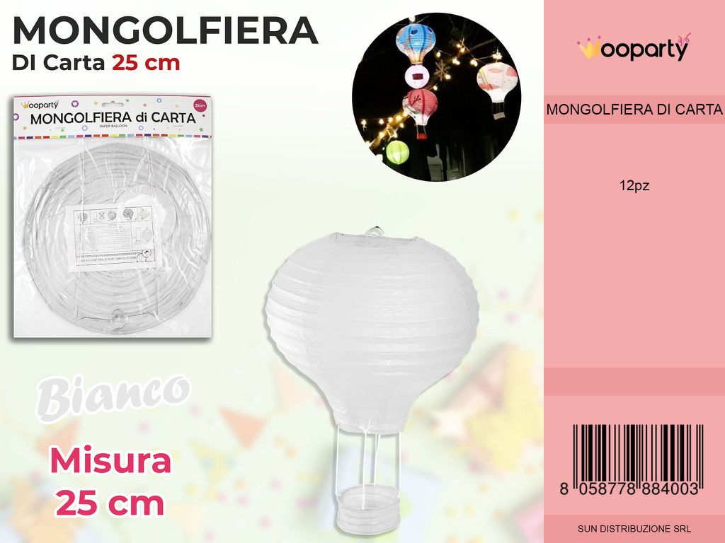 MONGOLFIERA DI CARTA BIANCO 25CM /PZ DA 12**