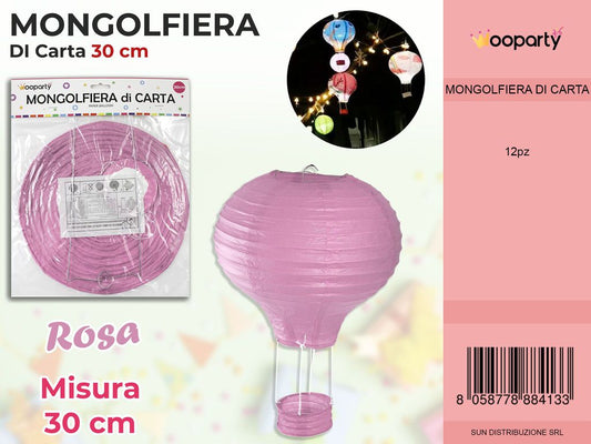 MONGOLFIERA DI CARTA ROSA 30CM /PZ DA 12**