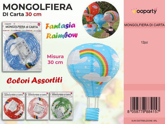 MONGOLFIERA DI CARTA RAIMBOW ASS. 30CM /PZ DA 12**