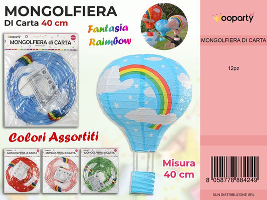 MONGOLFIERA DI CARTA RAIMBOW ASS. 40CM /PZ DA 12**