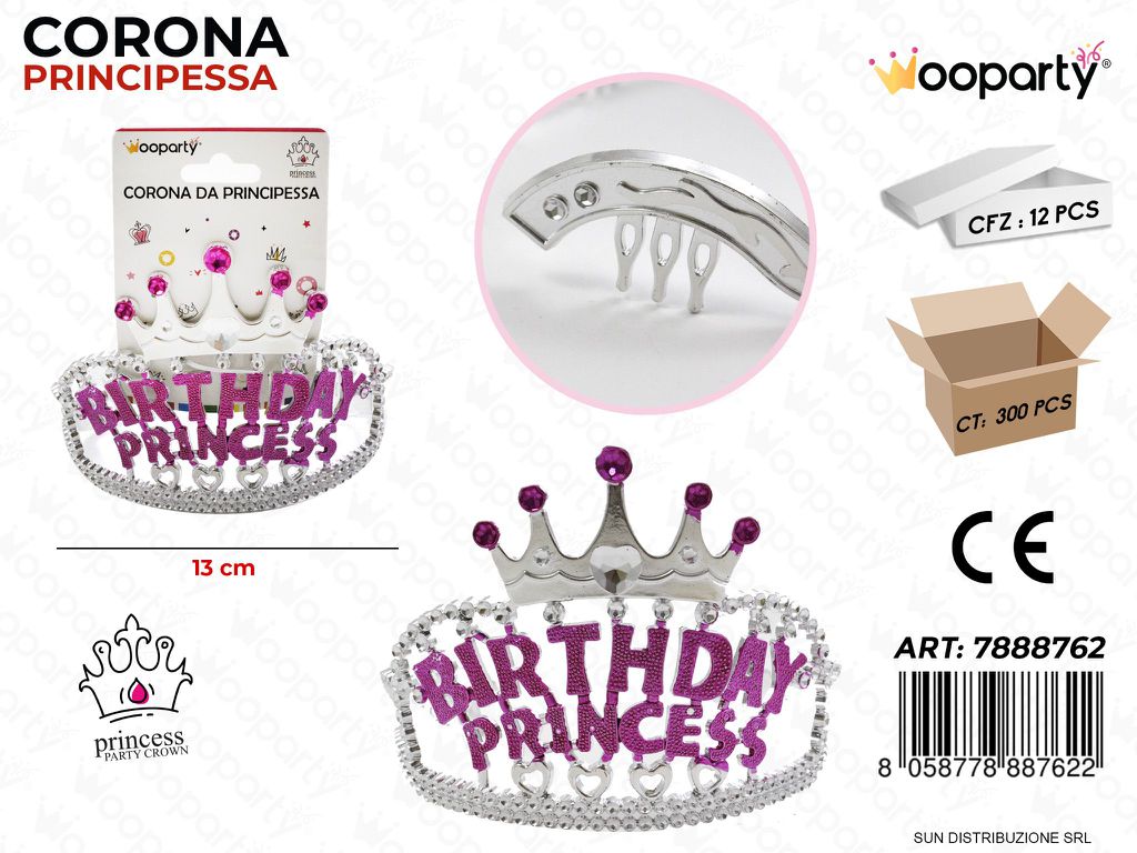 CORONA DA PRINCIPESSA H. BIRTHDAY 13CM /PZ DA 12**