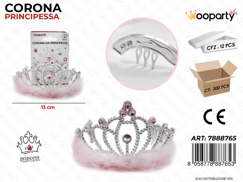 CORONA DA PRINCIPESSA ROSA 13CM /PZ DA 12**