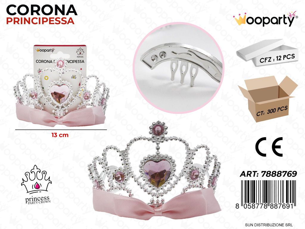 CORONA DA PRINCIPESSA C/ FIOCCO 13CM /PZ DA 12**