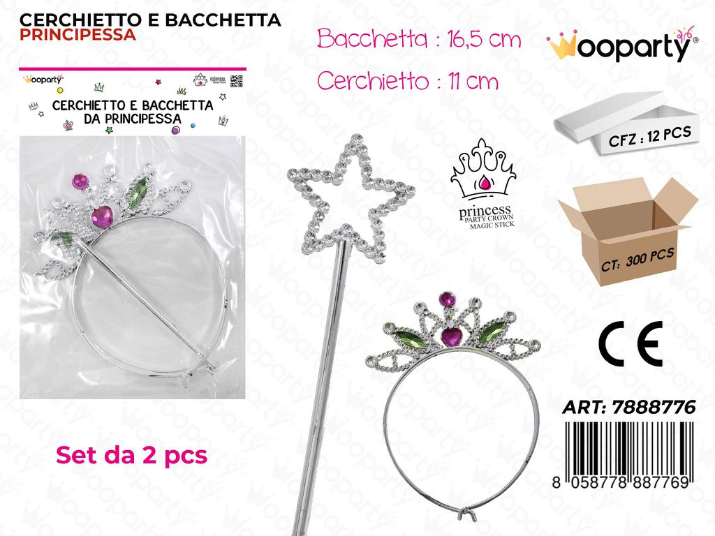 CERCHIETTO E BACCHETTA DA PRINCIPESSA 2PCS /PZ DA 12**