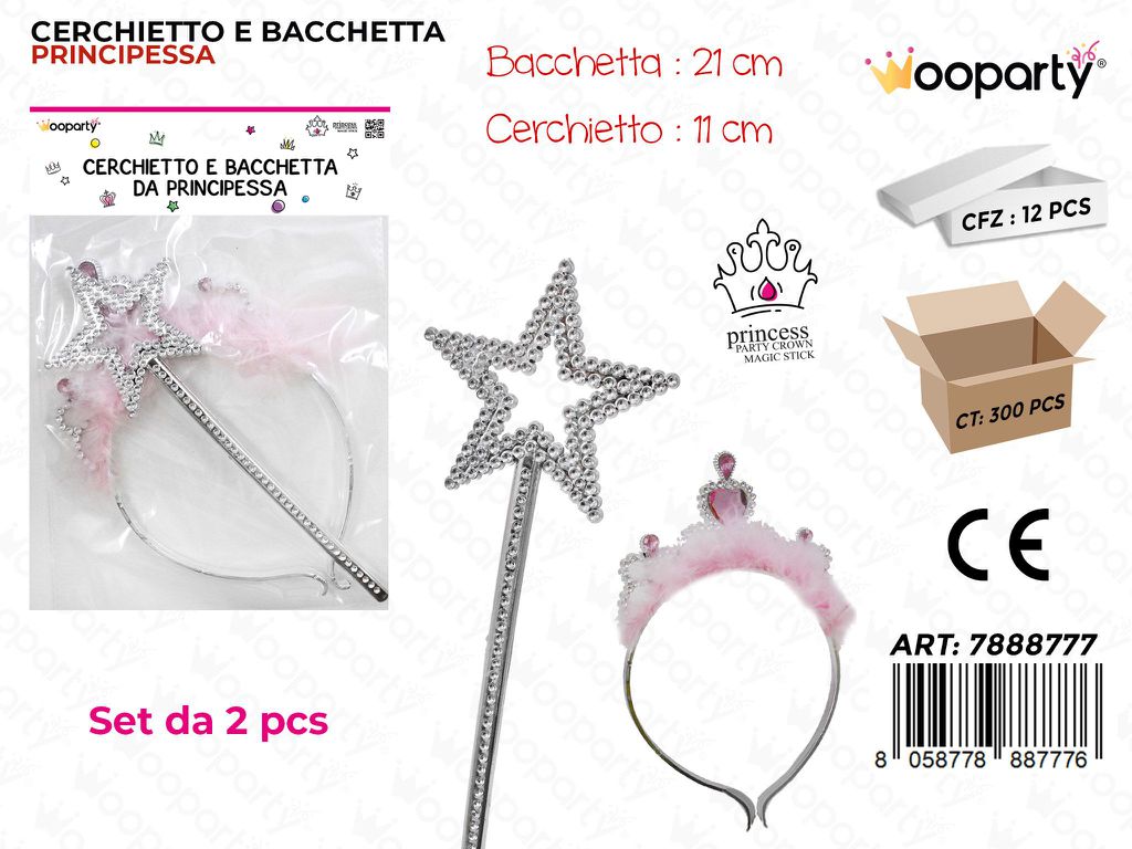 CERCHIETTO E BACCHETTA DA PRINCIPESSA 2PCS /PZ DA 12**