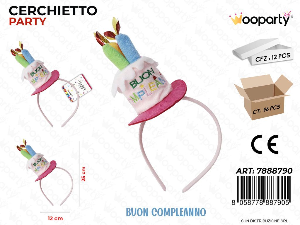 CERCHIETTO PARTY  BUON COMPL. 12*25CM /PZ DA 12**