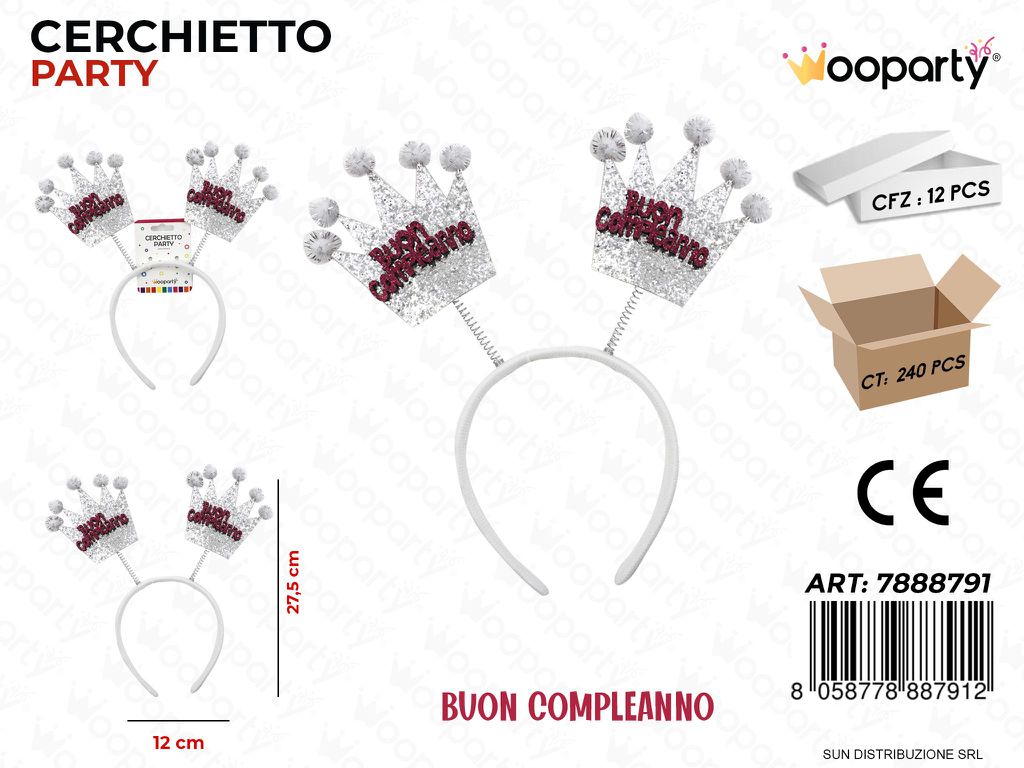 CERCHIETTO PARTY  BUON COMPL. 12*27.5CM /PZ DA 12**