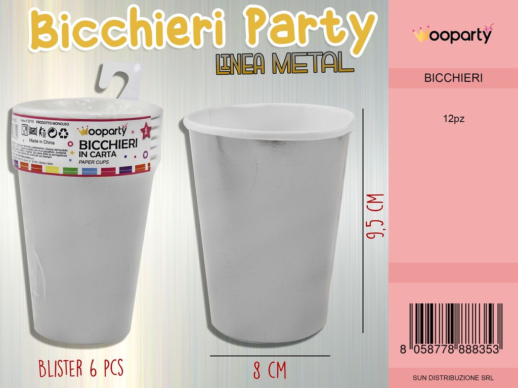 L. METAL ARG. BICCHIERI  8*9.5CM -6PCS /PZ DA 12**