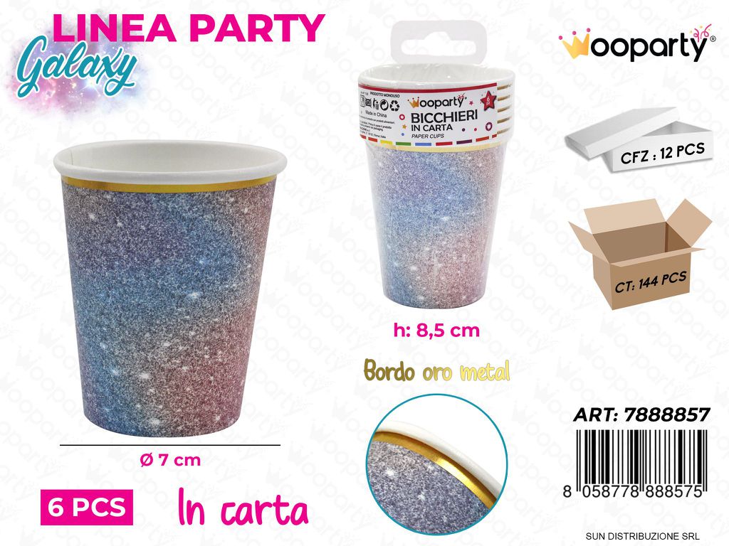 L. PARTY GALAXY BICCHIERI CARTA 6PCS 7*8.5CM /PZ DA 12**