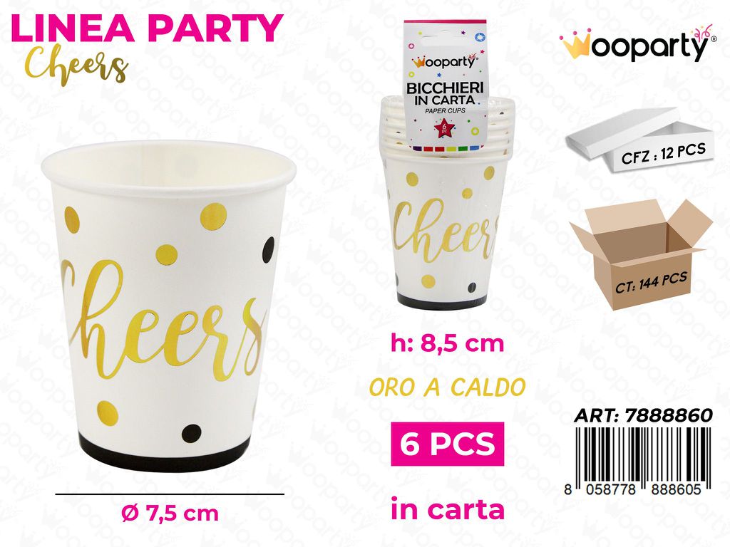 L. PARTY CHEERS BICCHIERI CARTA 7.5*8.5 6PCS /PZ DA 12**