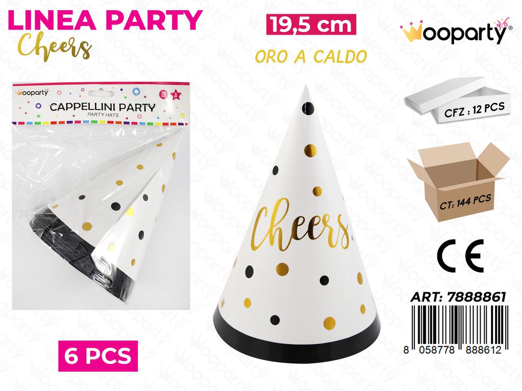 L. PARTY CHEERS CAPPELLINI 19.5CM 6PCS /PZ DA 12**