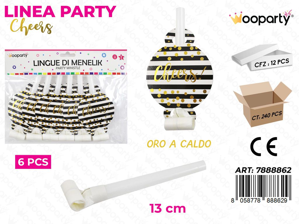 L. PARTY CHEERS LINGUE DI MENELIK 13CM 6PCS /PZ DA 12**