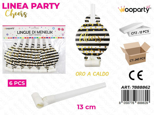 L. PARTY CHEERS LINGUE DI MENELIK 13CM 6PCS /PZ DA 12**
