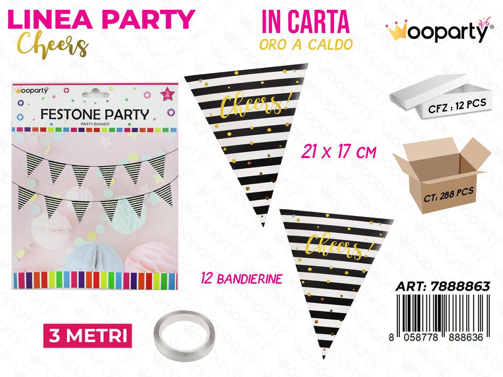 L. PARTY CHEERS FESTONE PARTY 21*1CM*3MT /PZ DA 12**