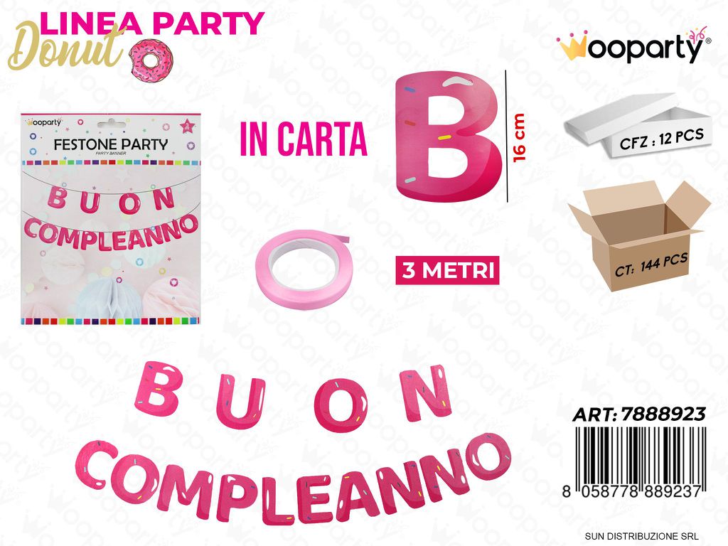 L. DONUT FESTONE PARTY 16CM*3MT / PZ DA 12**
