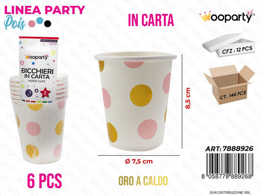 L. PARTY POIS ROSA BICCHIERI 6PCS 7.5*8.5CM /PZ DA 12**