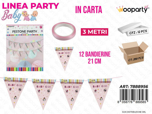 L. BABY GIRL FESTONE 12BAND. 21CM*3MT /PZ DA 12**