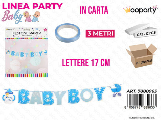 L. BABY BOY FESTONE SAGOMATO 17CM*3MT /PZ DA 12**