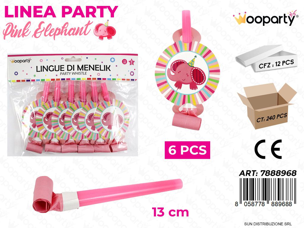 L. PINK ELEPHANT LINGUE DI MENELIK 6PCS 13CM /PZ DA 12**