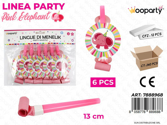 L. PINK ELEPHANT LINGUE DI MENELIK 6PCS 13CM /PZ DA 12**