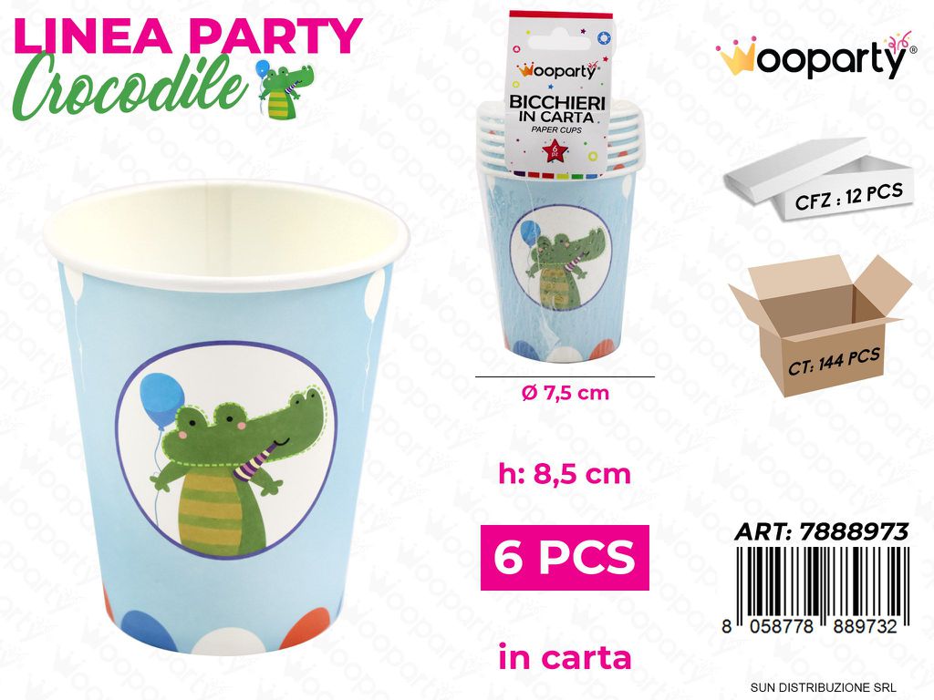 L. CROCODILE BICCHIERI CARTA 7.5*8.5CM 6PCS /PZ DA 12**