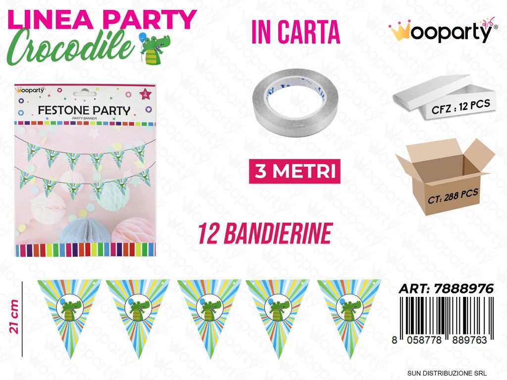L. CROCODILE FESTONE PARTY 12BAND. 21CM*3MT /PZ DA 12**