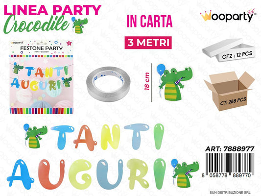 L. CROCODILE FESTONE PARTY 18CM*3MT /PZ DA 12**