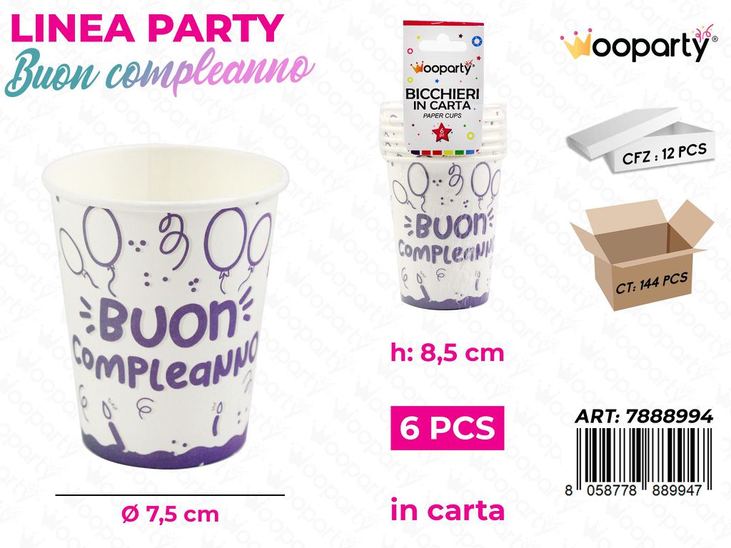 L. BUON COMPL. BICCHIERI CARTA 7.5*8.5CM 6PCS /PZ DA 12**