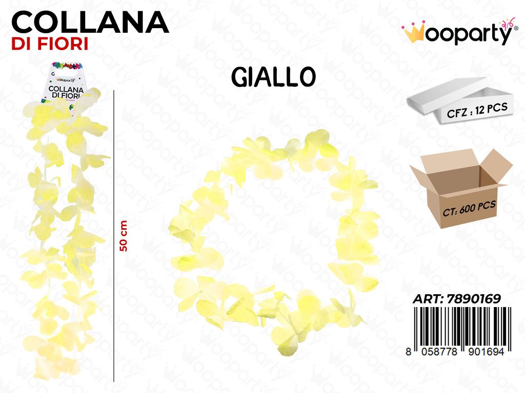 COLLANA DI FIORI GIALLO 50CM /PZ DA 12**