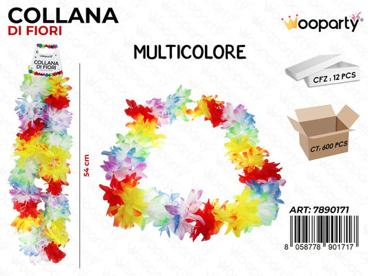 COLLANA DI FIORI MULTICOLOR 54CM /PZ DA 12**