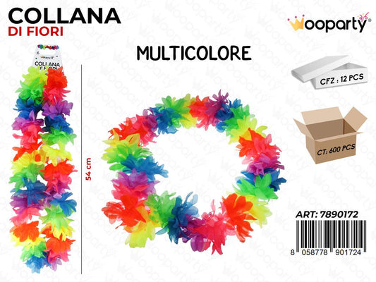 COLLANA DI FIORI MULTICOLOR 54CM /PZ DA 12**