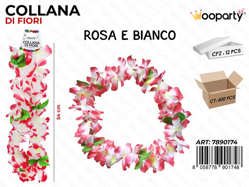 COLLANA DI FIORI ROSA-BIA. 54CM /PZ DA 12**