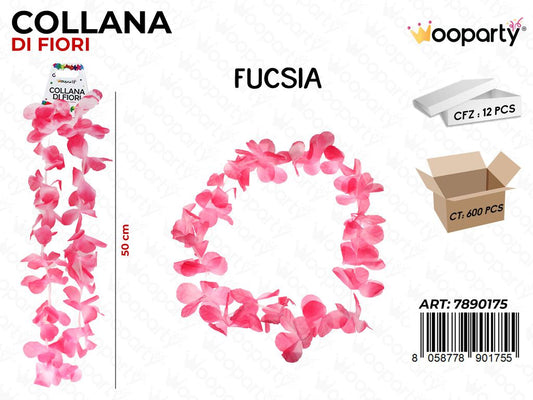 COLLANA DI FIORI FUCSIA 50CM /PZ DA 12**