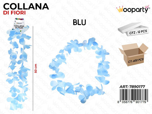 COLLANA DI FIORI CELESTE 50CM /PZ DA 12**