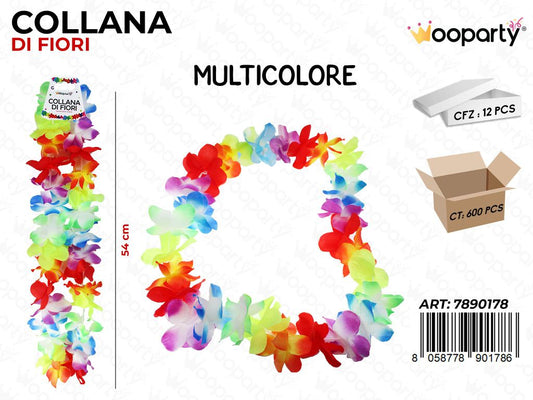 COLLANA DI FIORI MULTICOLOR 54CM /PZ DA 12**