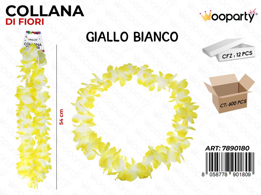 COLLANA DI FIORI GIA.- BIA. 54CM /PZ DA 12**