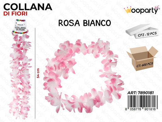 COLLANA DI FIORI ROSA- BIA. 54CM /PZ DA 12**