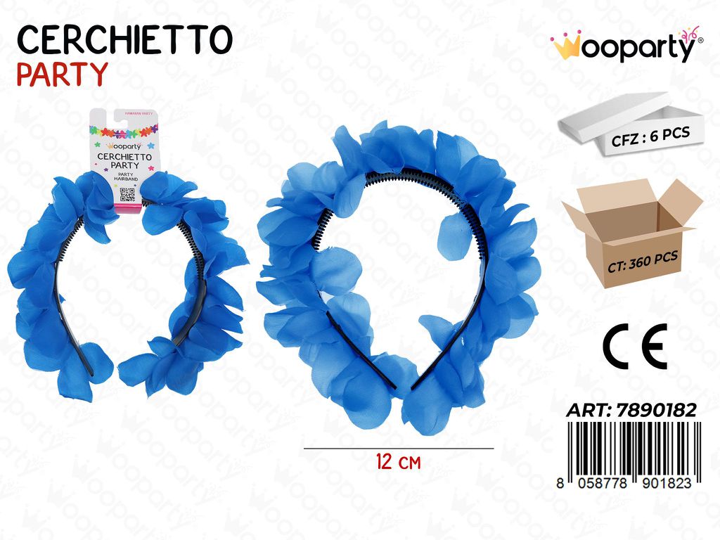 CERCHIETTO DI FIORI BLU 12CM /PZ DA 6**