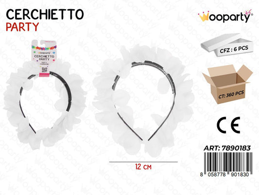 CERCHIETTO DI FIORI BIANCO 12CM /PZ DA 6**