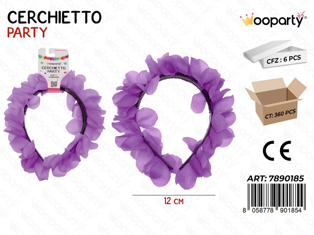 CERCHIETTO DI FIORI VIOLA 12CM /PZ DA 6**