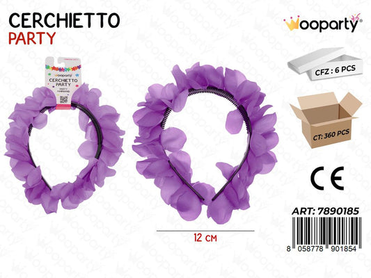 CERCHIETTO DI FIORI VIOLA 12CM /PZ DA 6**