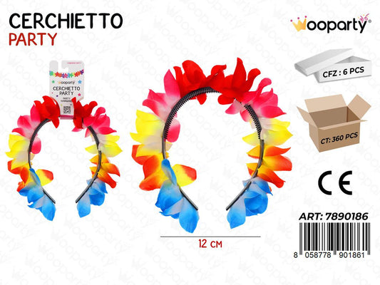 CERCHIETTO DI FIORI MULTICOL. 12CM /PZ DA 6**