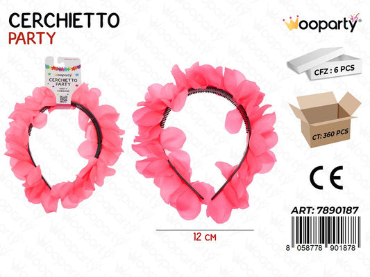CERCHIETTO DI FIORI ROSA 12CM /PZ DA 6**