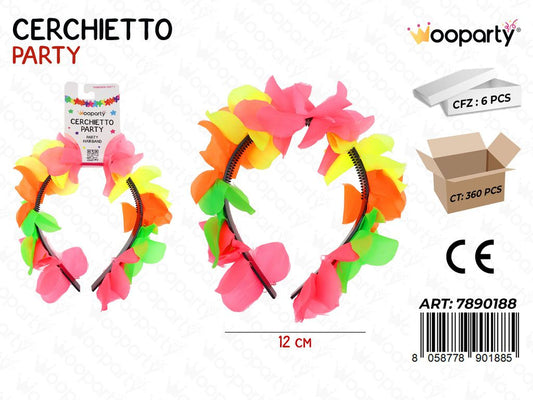 CERCHIETTO DI FIORI MULTICOL. 12CM /PZ DA 6**