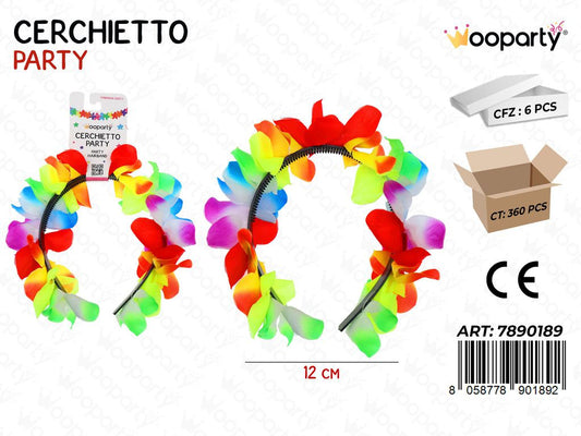CERCHIETTO DI FIORI MULTICOL. 12CM /PZ DA 6**