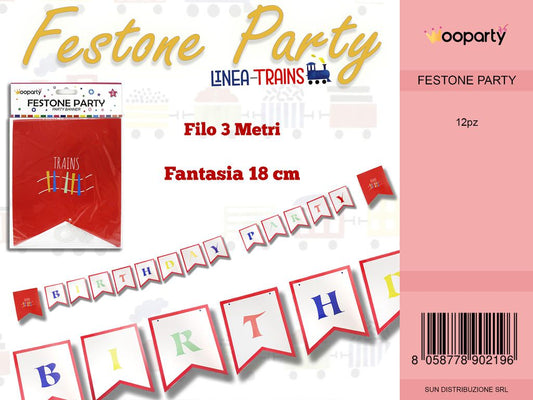 L. TRAINS FESTONE PARTY 18CM*3MT /PZ DA 12**